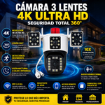 CÁMARA 3 LENTES 4K ULTRA HD – SEGURIDAD TOTAL 360° miniatura 1