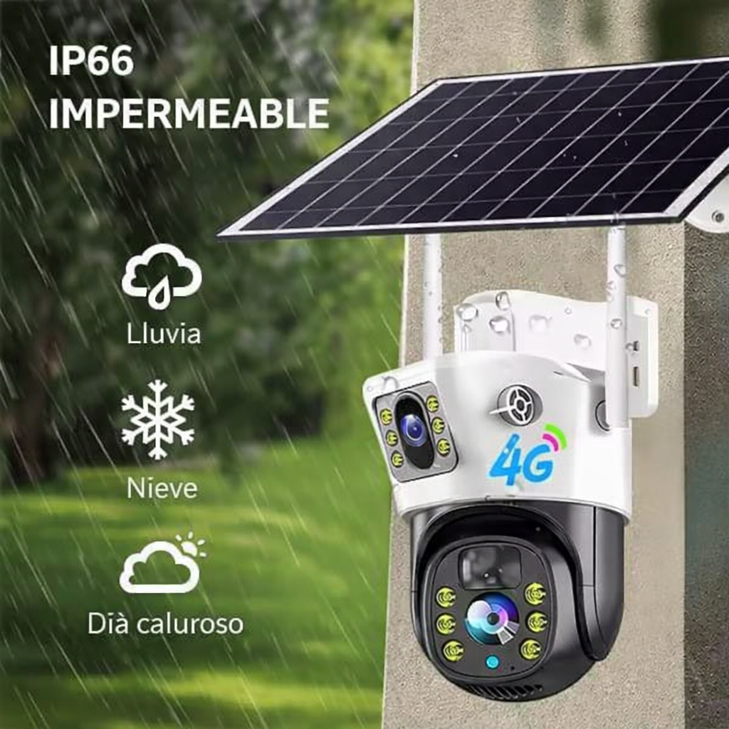 Cámara Solar 4g - 2 lentes  Interiores y Exteriores - Funciona con Chip (Claro o Movistar)