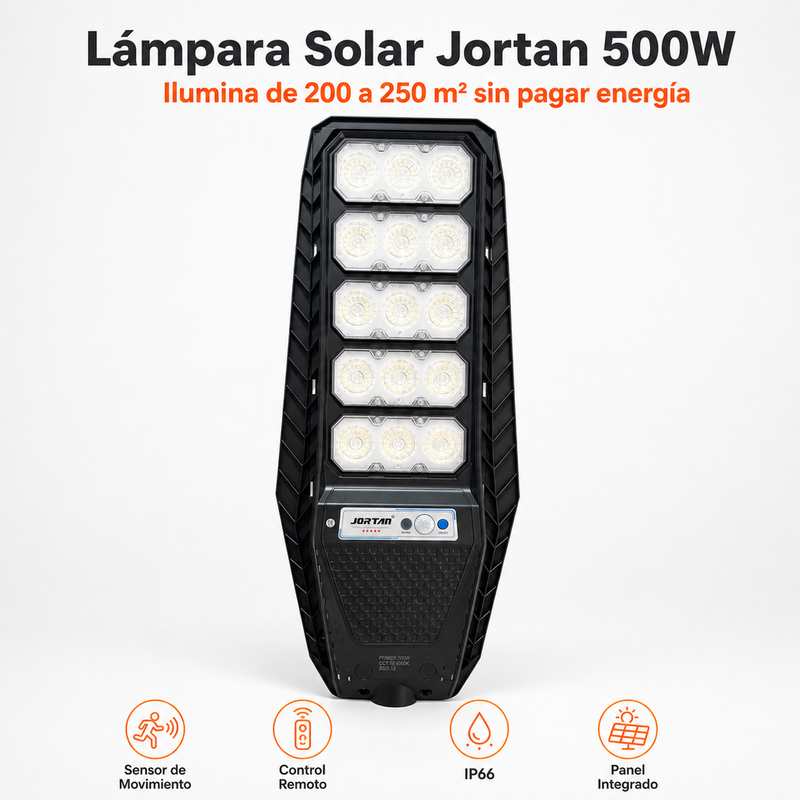 Lámpara Solar Jortan 500W – Luz de Calle Tamaño grande (75 × 29 cm)y Control Remoto foto 5