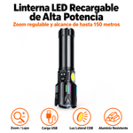 Linterna LED Recargable de Alta Potencia — Zoom, Luz Lateral COB y Carga USB miniatura 2