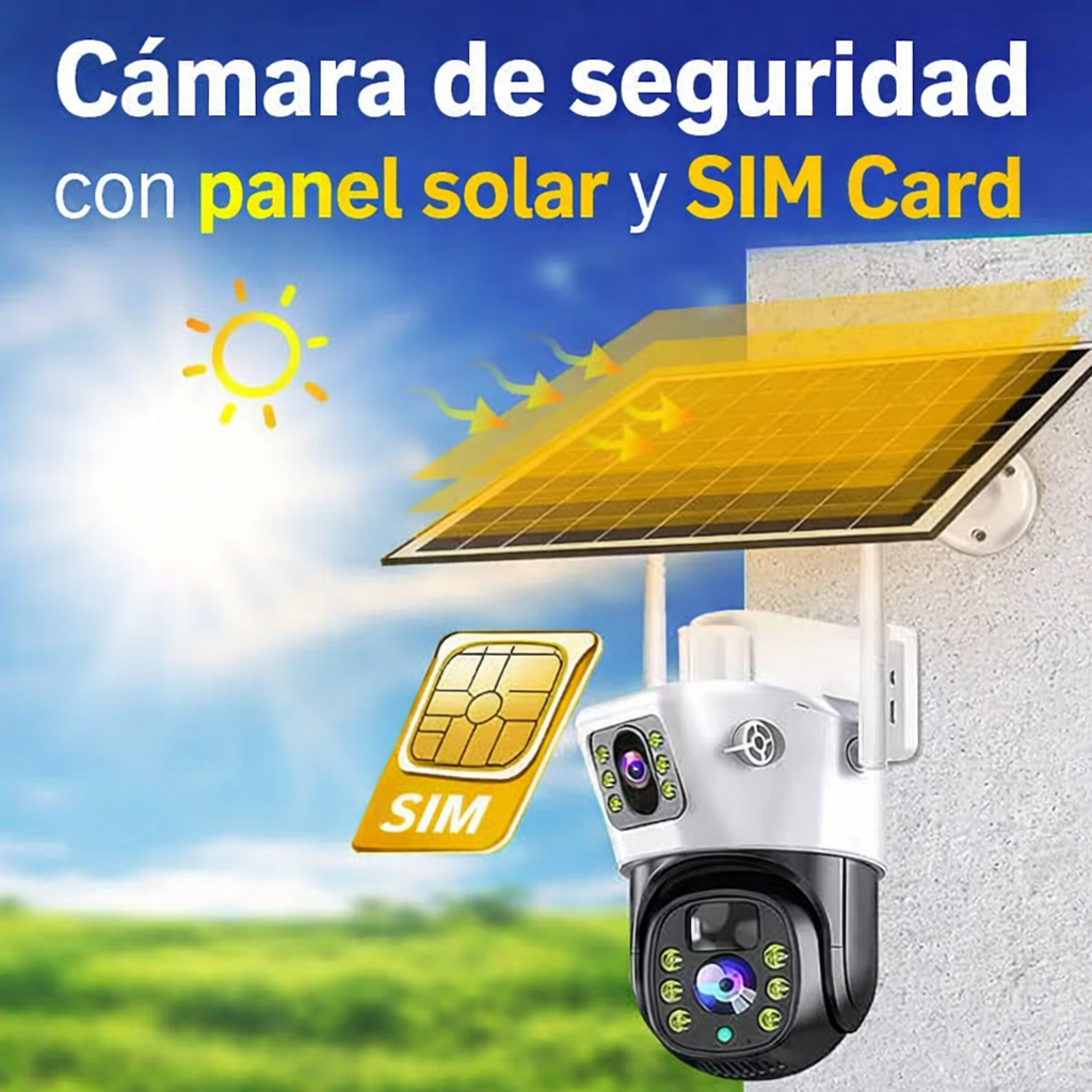 Cámara Solar 4g - 2 lentes  Interiores y Exteriores - Funciona con Chip (Claro o Movistar)