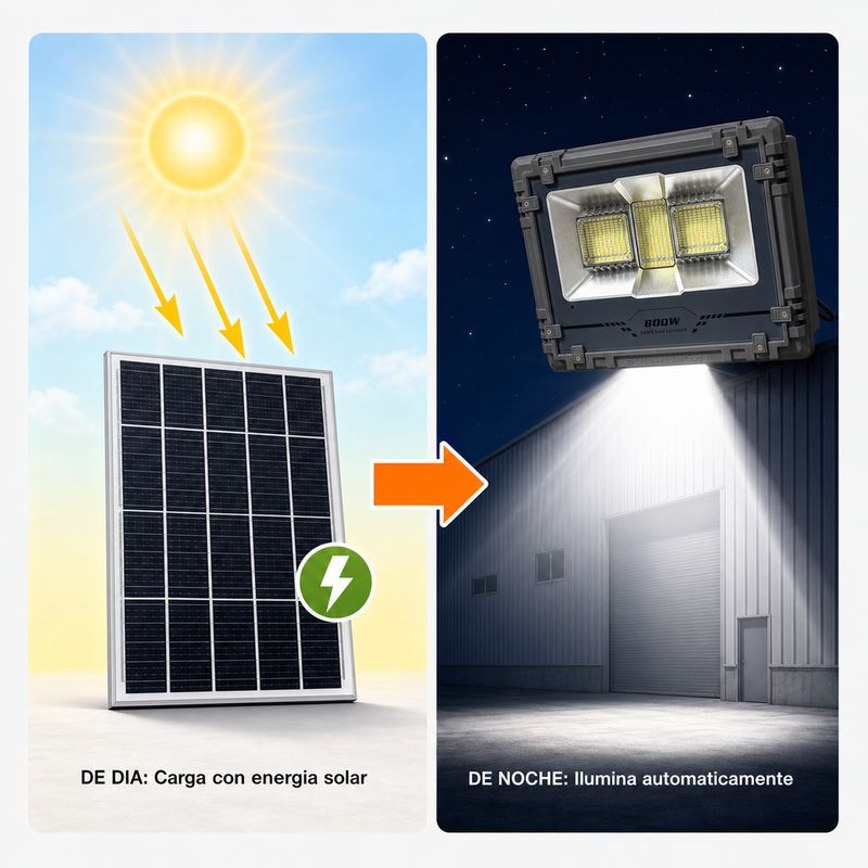 Reflector Solar MJ-AW800C 800W — Alta Potencia con Panel Solar y Control Remoto foto 4