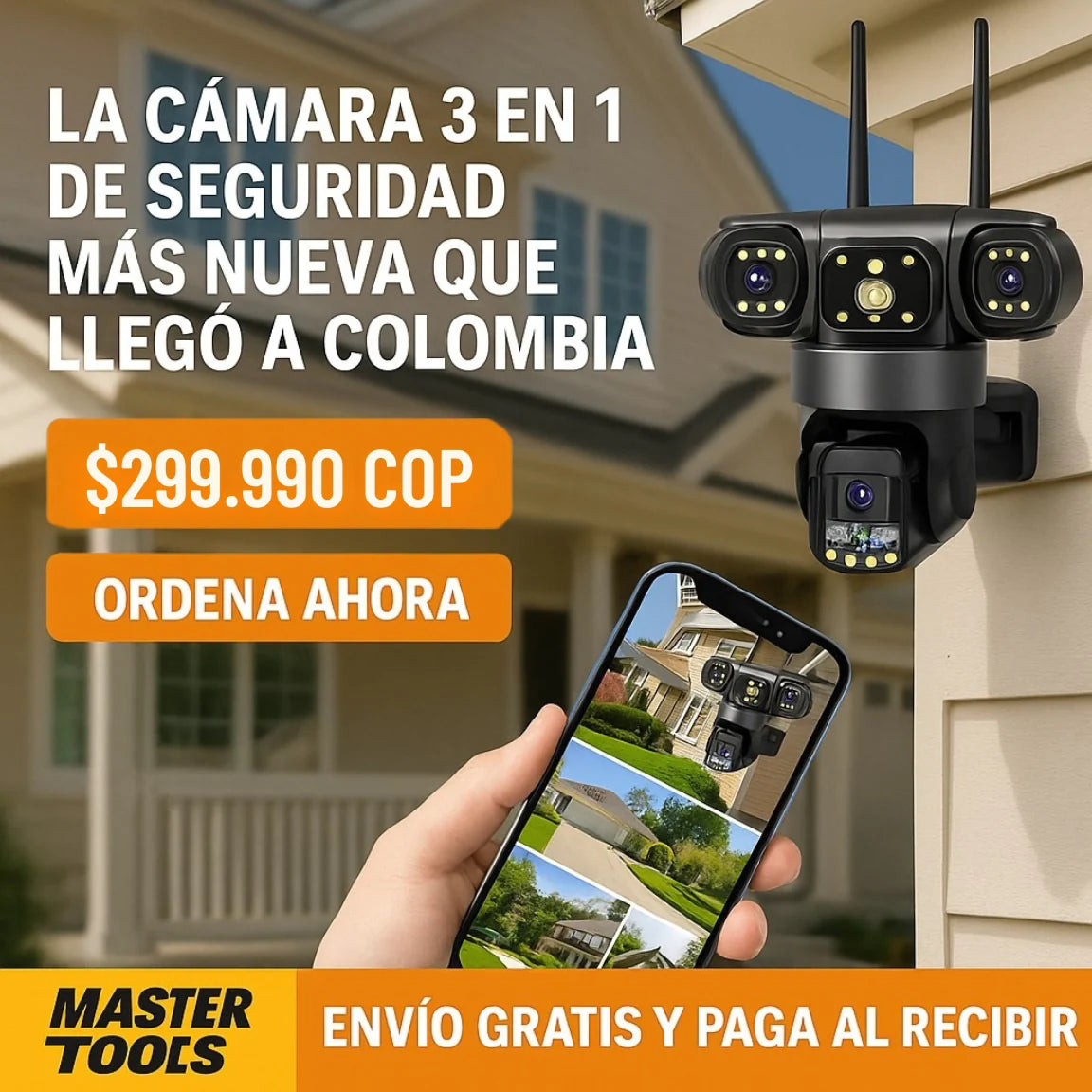 Cámara de seguridad Pulpo 3 lentes wifi 360°
