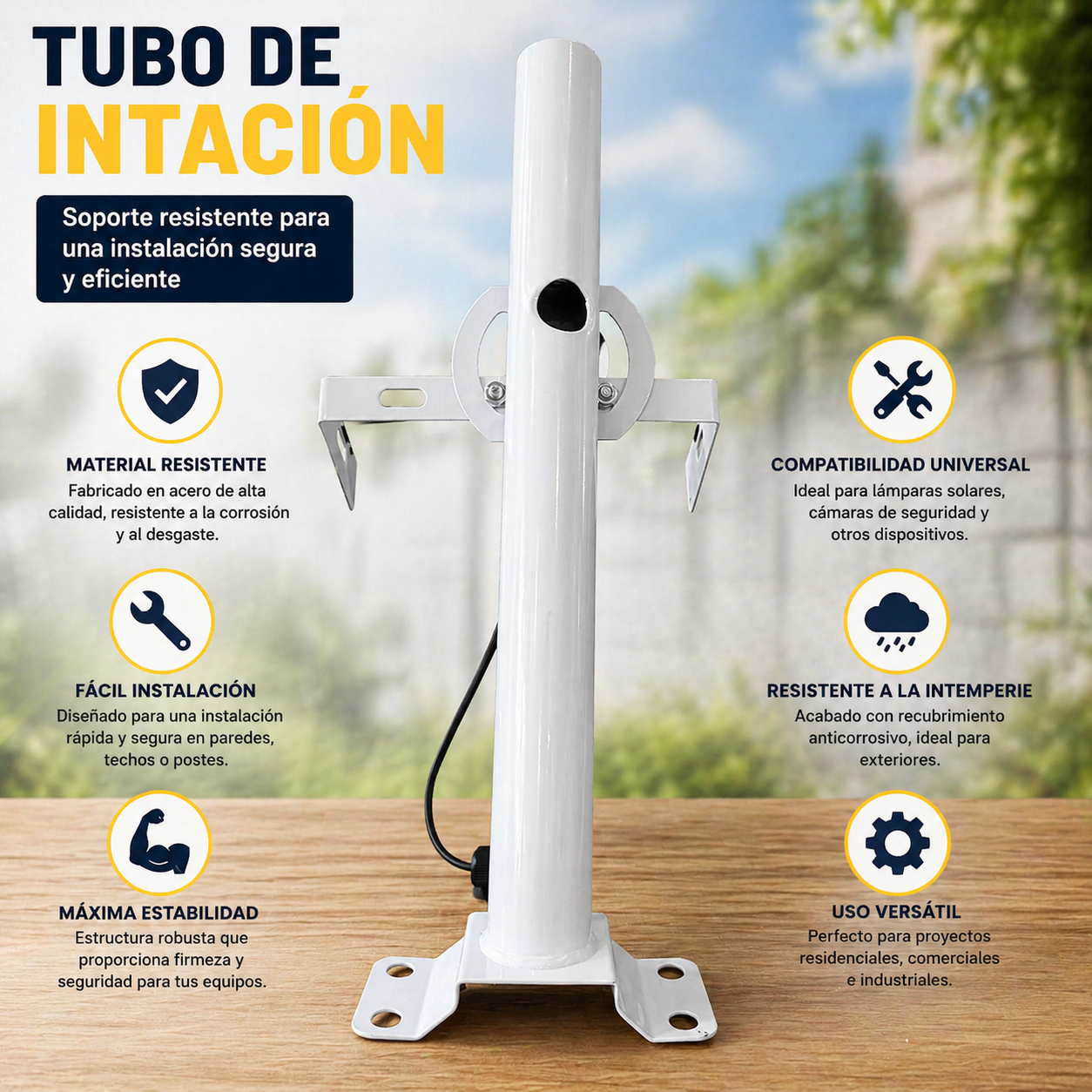 Lampara solar 100 watt con tubo de soporte