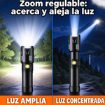 Linterna LED Recargable de Alta Potencia — Zoom, Luz Lateral COB y Carga USB miniatura 4