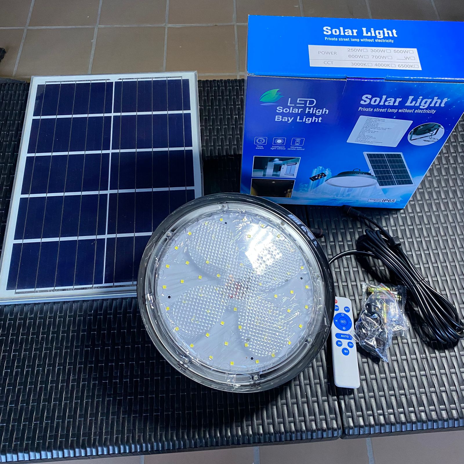 Kit completo lámpara solar 300W con panel y control
