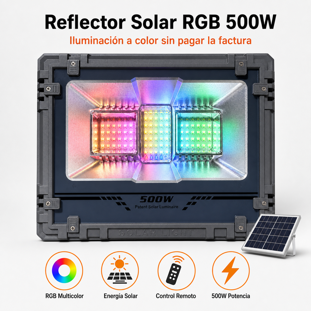 Reflector Solar RGB 500W - iluminacion multicolor