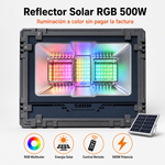 Reflector Solar RGB 500W — Multicolor con Panel Solar y Control Remoto miniatura 1