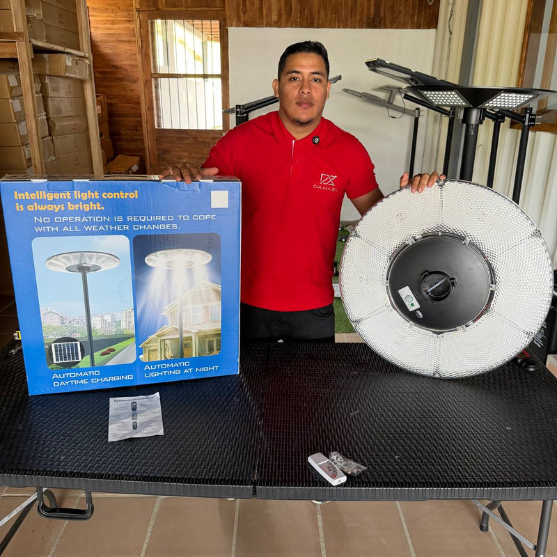 Lámpara Solar UFO Hardy 1200W — Iluminación 360° con Panel Separado foto 9