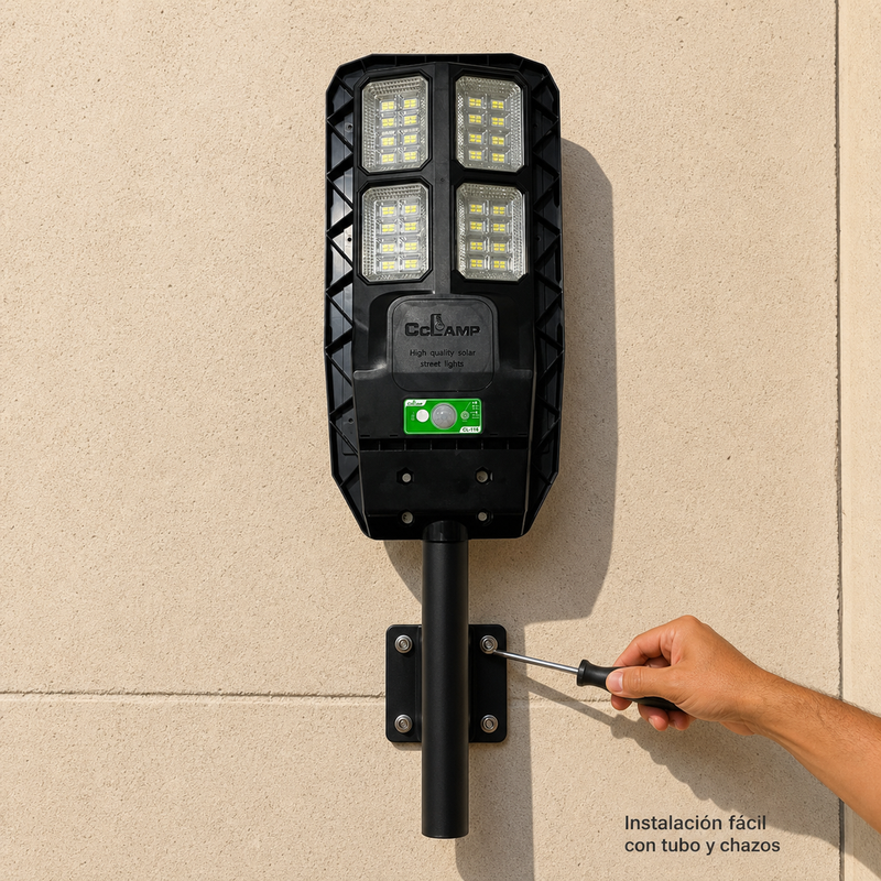 Lámpara Solar Cclamp 600W – Luz de Calle IP66 con Tubo y Control Remoto foto 5