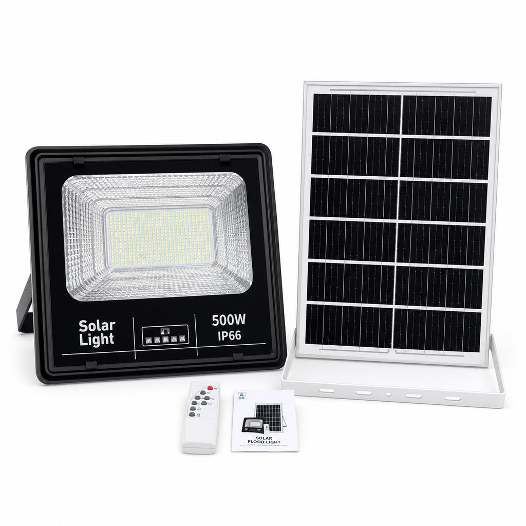 Reflector Solar Jortan 500W — Luz Potente con Control Remoto