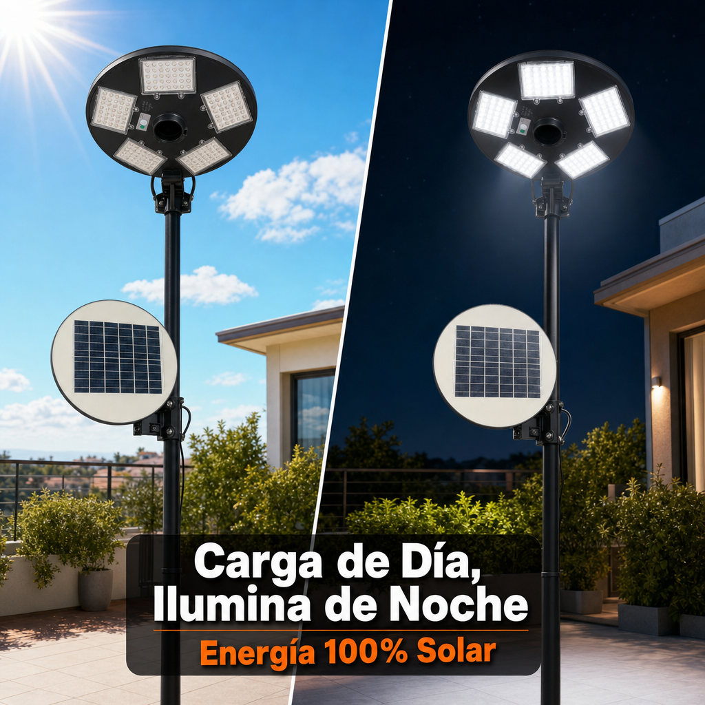 Lámpara Solar UFO Hardy 900W – Luz 360° con Sensor de Movimiento y Control Remoto - 5