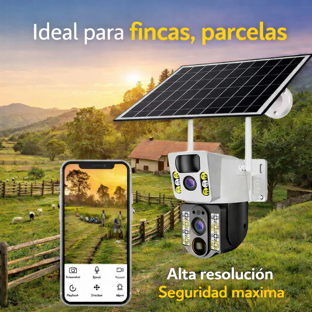Cámara Solar 4g - 2 lentes  Interiores y Exteriores - Funciona con Chip (Claro o Movistar)