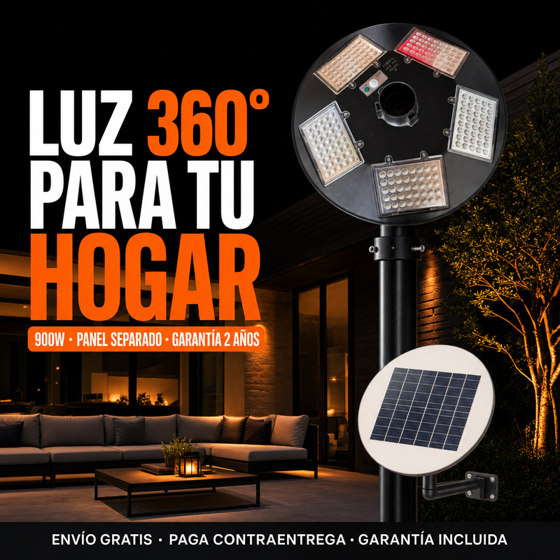 Lámpara Solar UFO Hardy 900W – Luz 360° con Sensor de Movimiento y Control Remoto foto 1