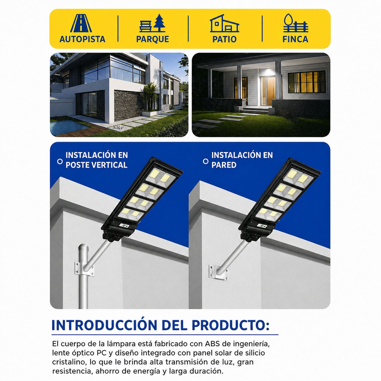 Lampara solar Jortan original de 400 watt un año de garantia tamaño 73CM x 25 CM Ilumina 200 a 250 m2