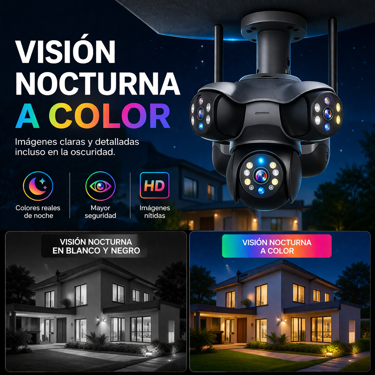 Camara pulpo 5 lentes wifi 4k