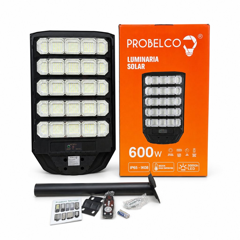 Lámpara Solar Probelco 600W — 25 Módulos LED, Control Remoto y 2 Años de Garantía - 1