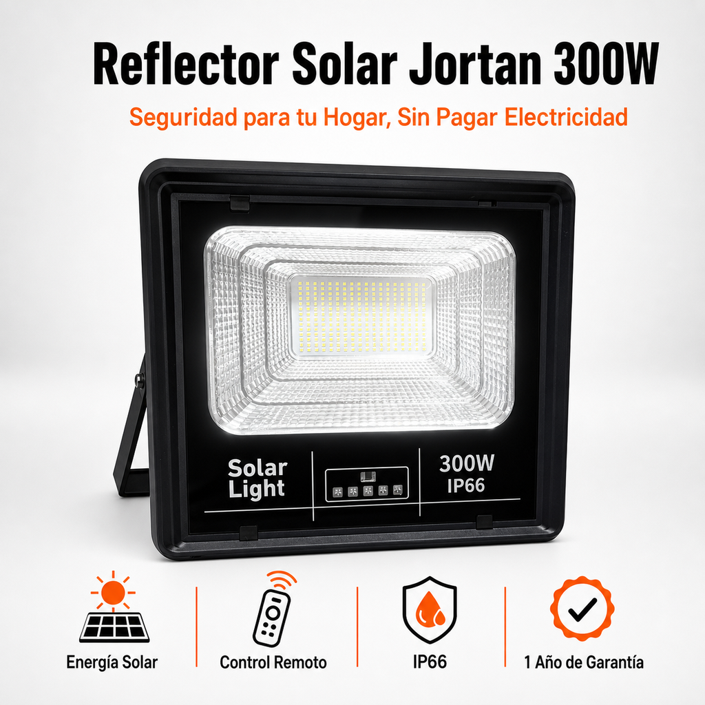 Reflector Solar Jortan 300W — Seguridad para tu Hogar - Kit completo