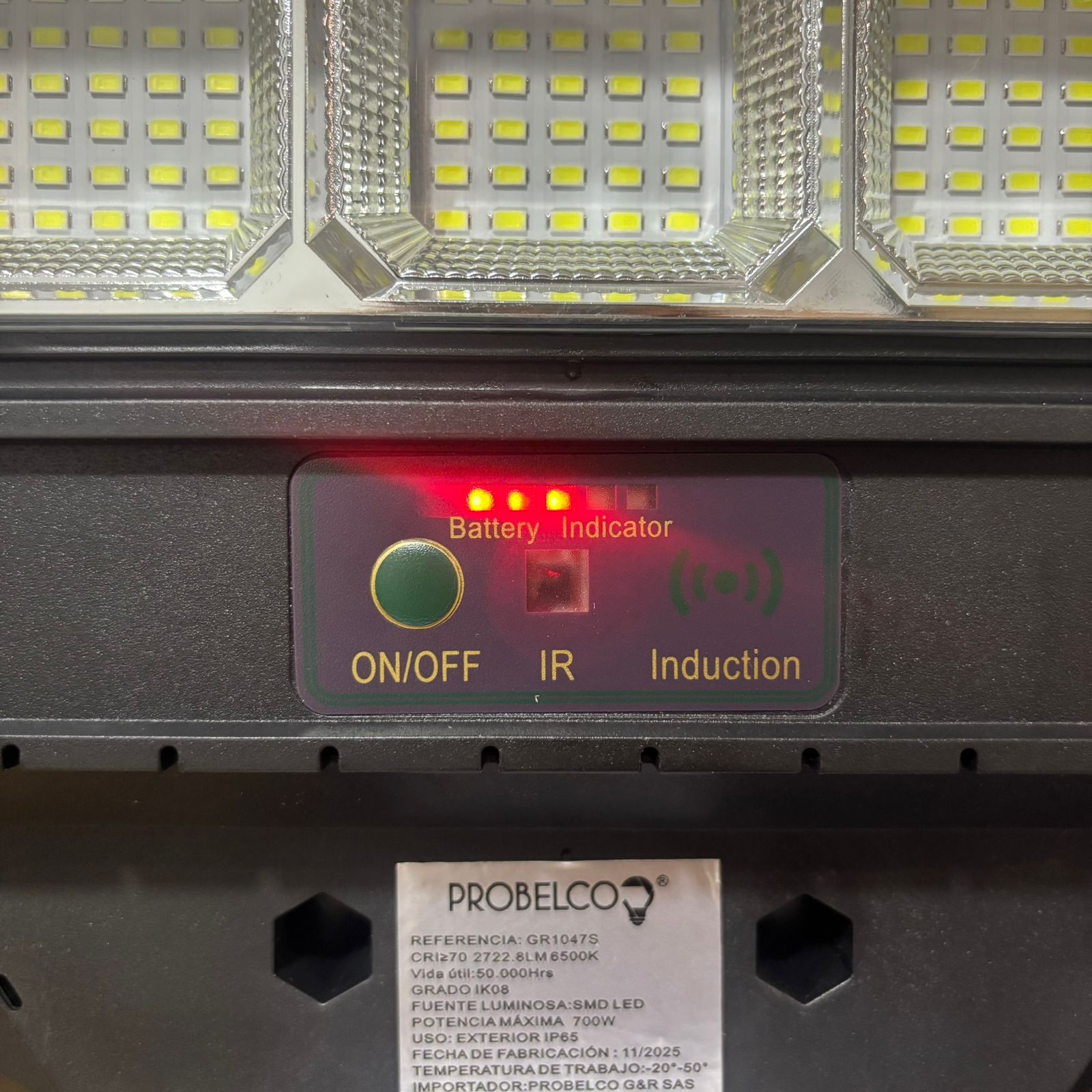 Lampara solar de 700 watt original probelco 2 años de garantia