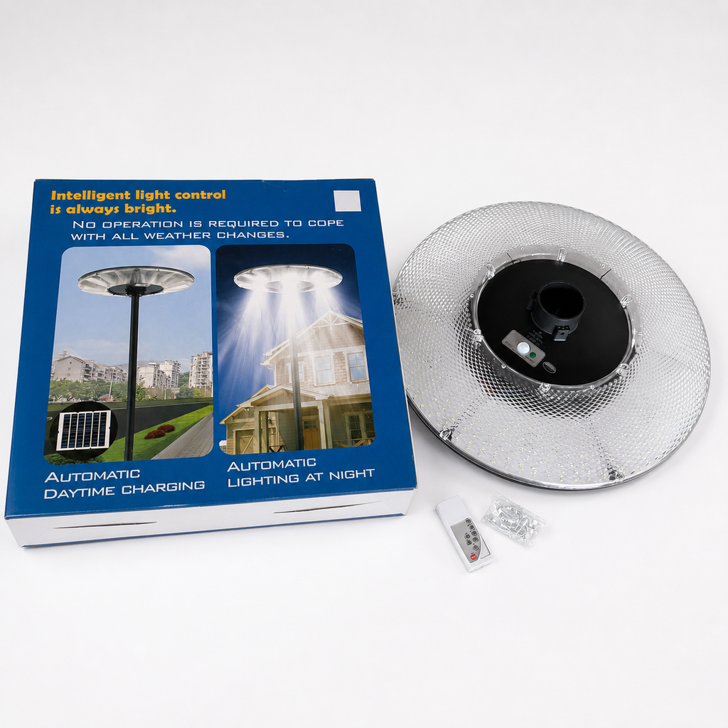 Lámpara Solar UFO Hardy 1200W — Iluminación 360° con Panel Separado