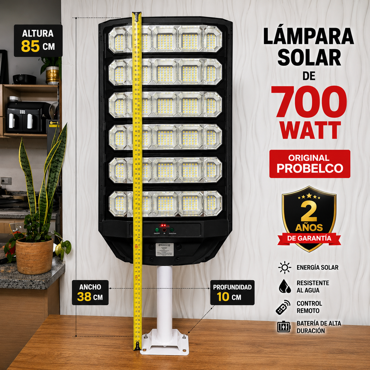 Lampara solar de 700 watt original probelco 2 años de garantia