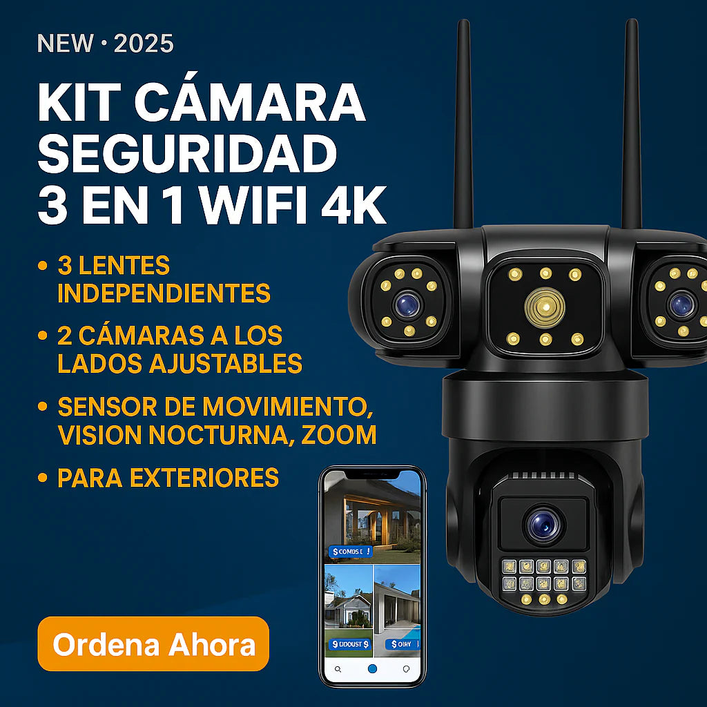Cámara de seguridad Pulpo 3 lentes wifi 360°