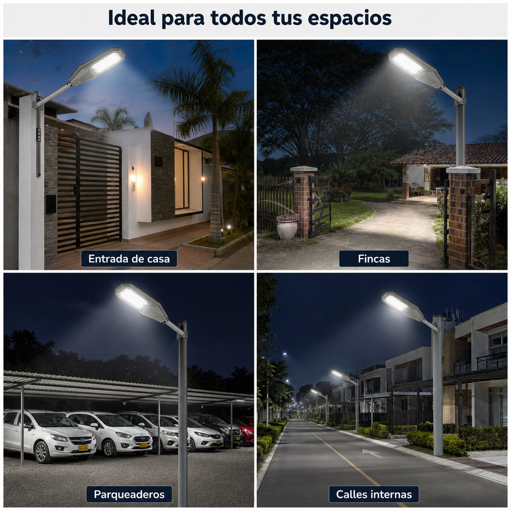 Lampara Solar de Exterior 400W – Luz de Calle IP66 con Panel y Control Remoto - 7