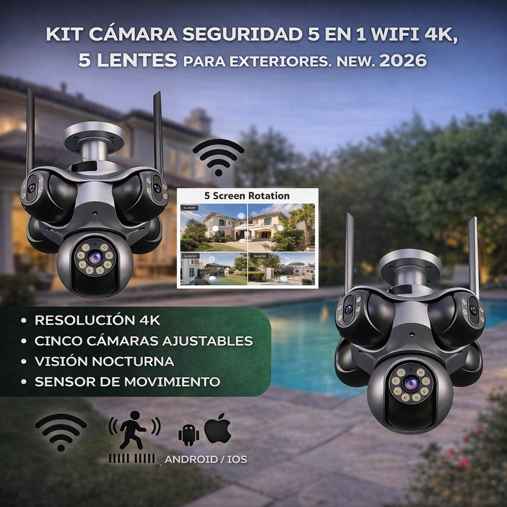 Camara pulpo 5 lentes wifi 4k