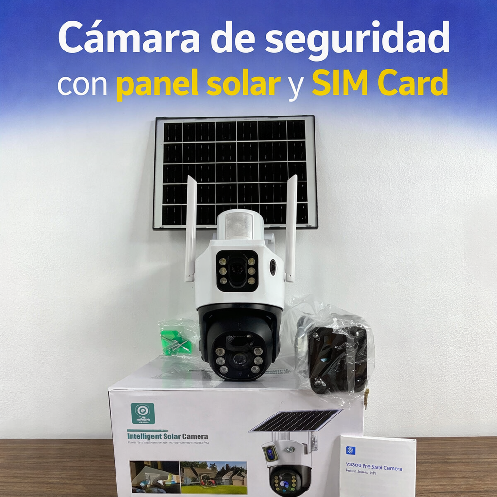 Cámara Solar 4g - 2 lentes  Interiores y Exteriores - Funciona con Chip (Claro o Movistar)