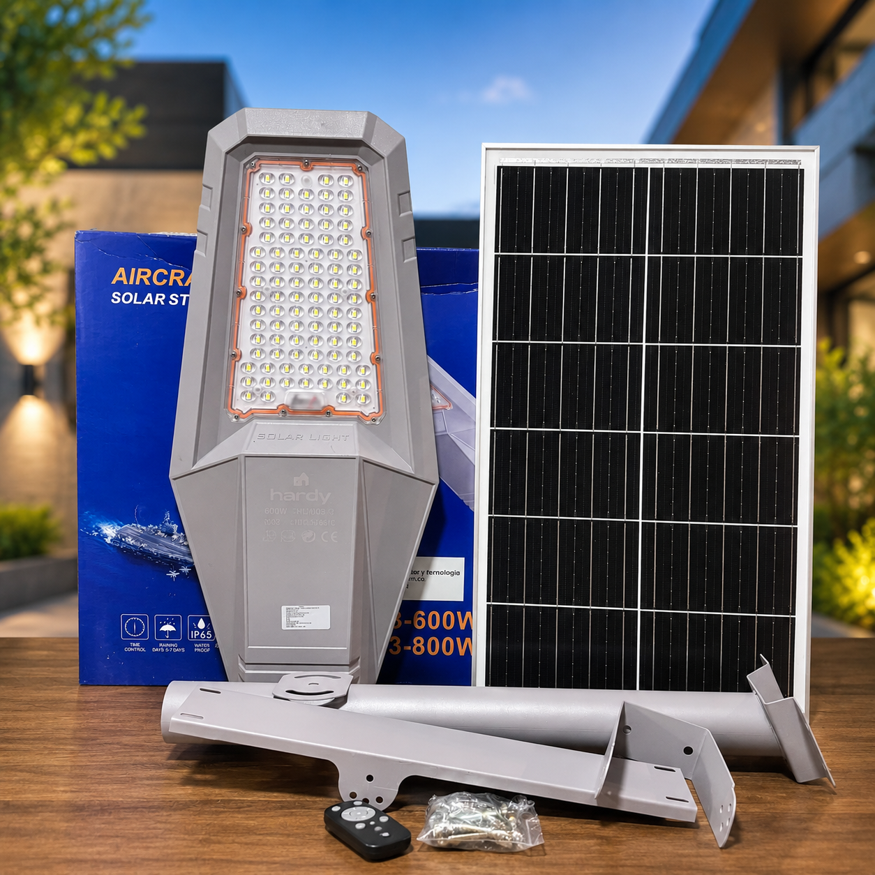 LÁMPARA SOLAR HARDY 600W 62 CM DE ALTO Y 28 CM DE ANCHO