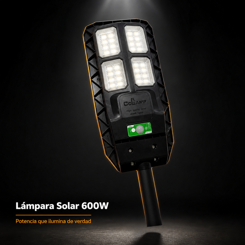 Lámpara Solar Cclamp 600W – Luz de Calle IP66 con Tubo y Control Remoto foto 2