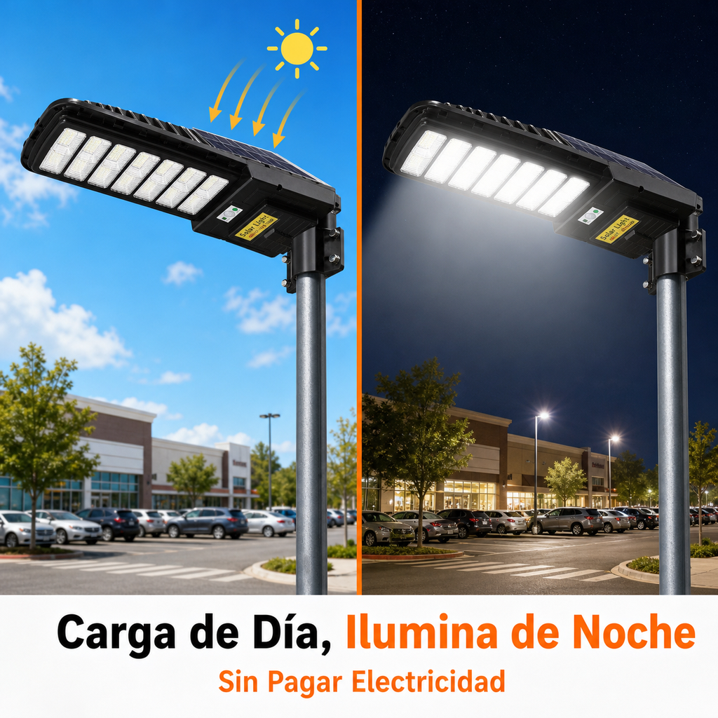 Lampara Solar Jortan 800W - Carga de dia, ilumina de noche