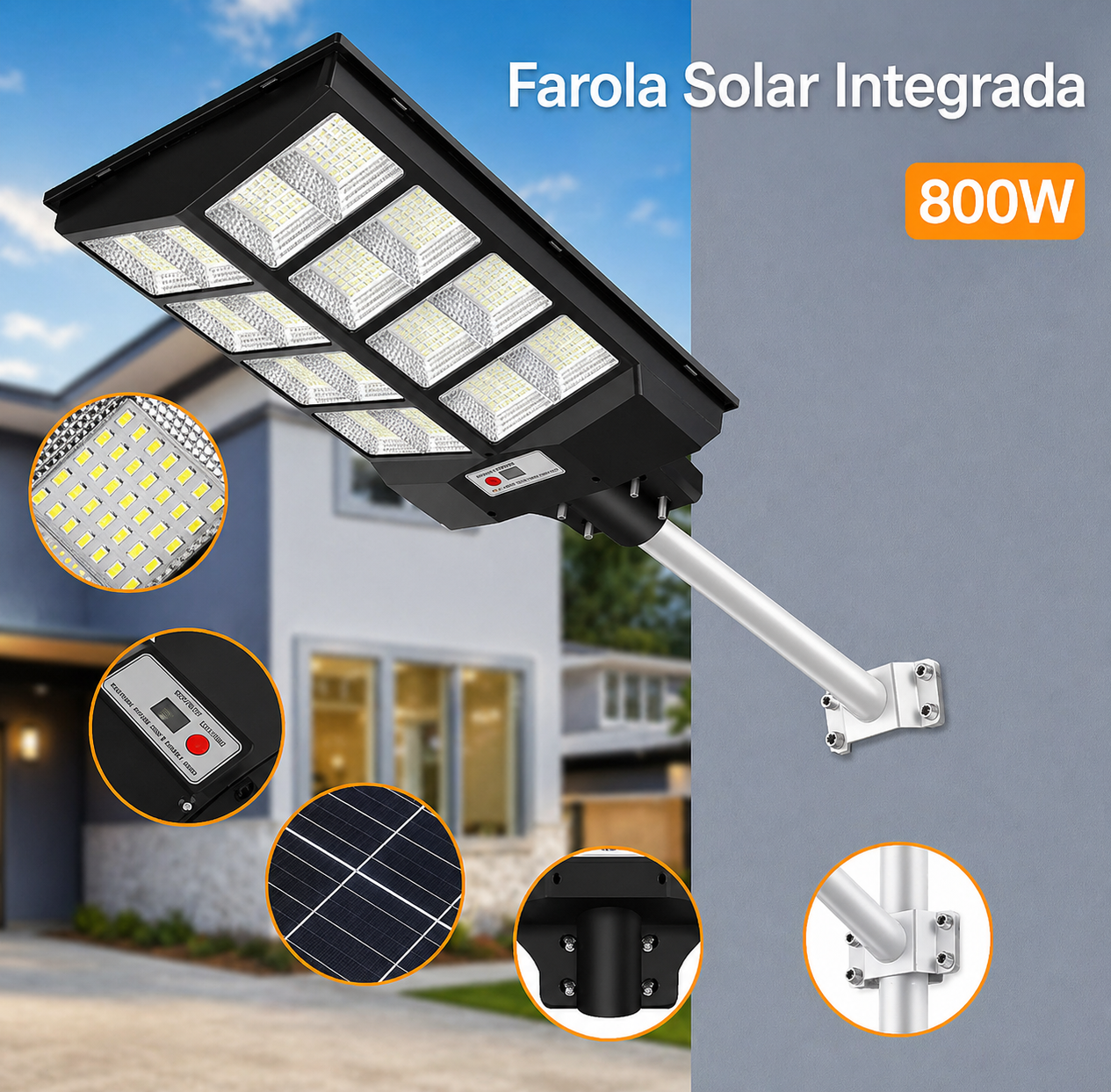 lampara solar 800 watt marca Jortan original un año de garantía medidas 63 cm de largo por 35 cm de ancho