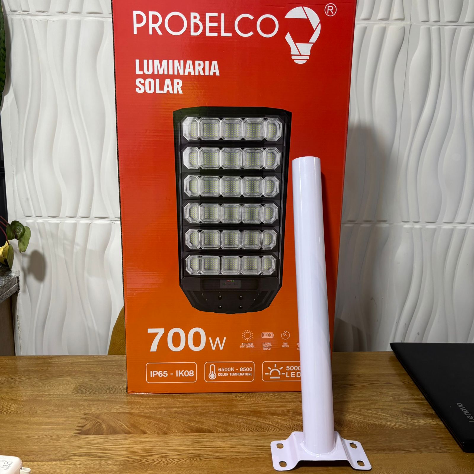 Lampara solar de 700 watt original probelco 2 años de garantia
