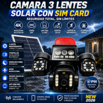Camara 3 Lentes Solar con Sim Card 360°  3 lentes independientes y 3 pantallas miniatura 5