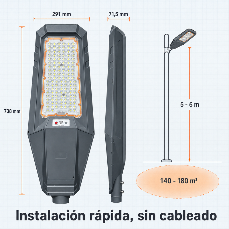 Lámpara Solar Hardy Estelar 500 — Luz Fría 6500K · Sensor de Movimiento y Control Remoto foto 6
