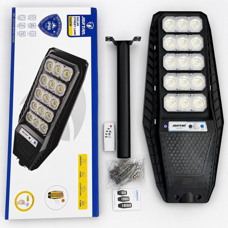 Lámpara Solar Jortan 500W – Luz de Calle Tamaño grande (75 × 29 cm)y Control Remoto foto 1