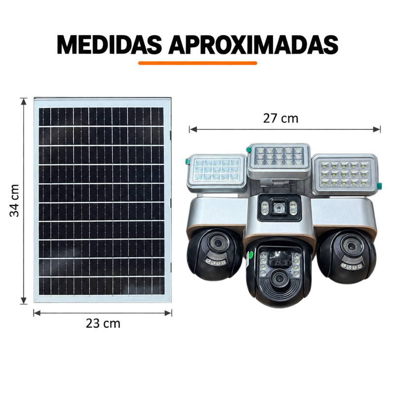 Cámara Solar Inteligente WiFi Triple Lente 360° — 3 Focos LED foto 6