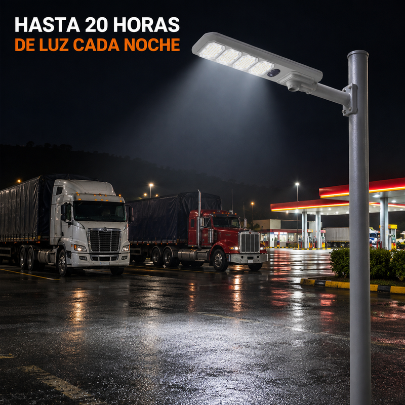 Lámpara Solar Industrial Hardy 400W GR1050S — Panel Integrado, Control Remoto y Brazo foto 3